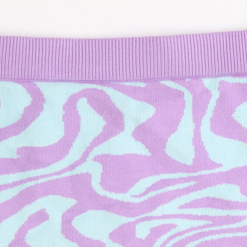 Motel Womens Purple Geometric Viscose Bandage Skirt Size S