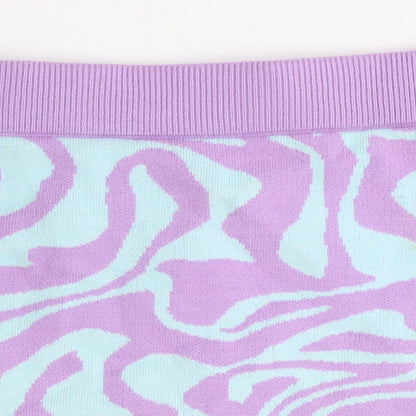 Motel Womens Purple Geometric Viscose Bandage Skirt Size S