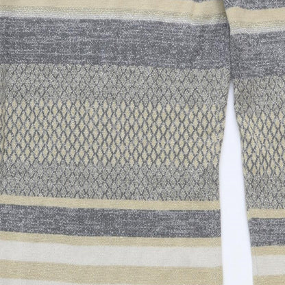 Patrizia Pepe Womens Beige Striped Viscose Jumper Dress Size 6 V-Neck Pullover