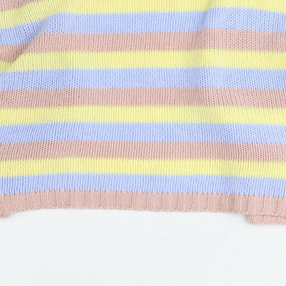 Boohoo Womens Multicoloured V-Neck Striped Acrylic Cardigan Jumper Size M