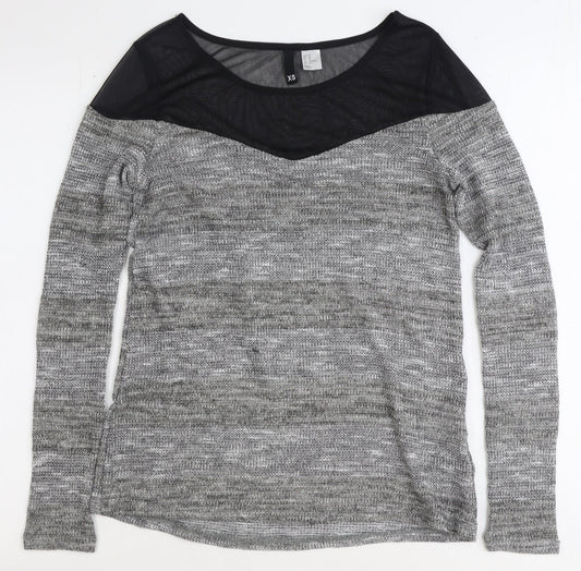 Womens UK Size XS Preworn Grey Basic Blouse