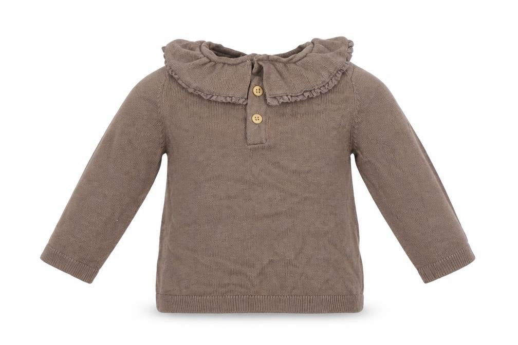 F&F Girls Brown Viscose Pullover Jumper Size 6-9 Months Button