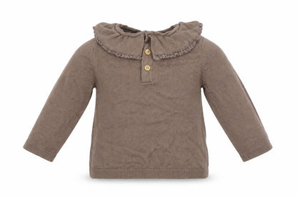 F&F Girls Brown Viscose Pullover Jumper Size 6-9 Months Button