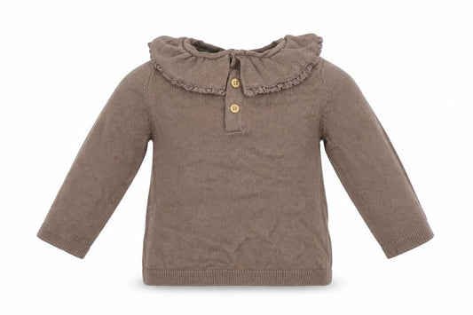 Fred & Flo Girls Brown Viscose Pullover Jumper Size 6-9 Months Button