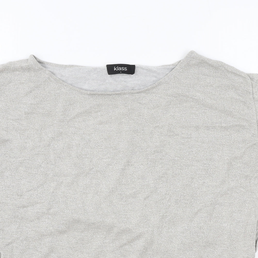 Womens UK Size L Klass Silver Basic T-Shirt