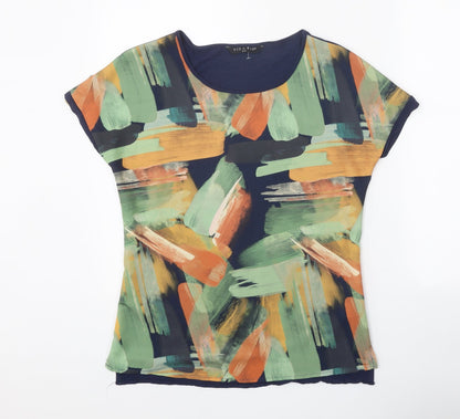 Womens UK Size 8 Viz-a-Viz Multicoloured Basic T-Shirt