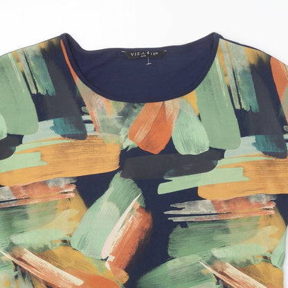 Womens UK Size 8 Viz-a-Viz Multicoloured Basic T-Shirt