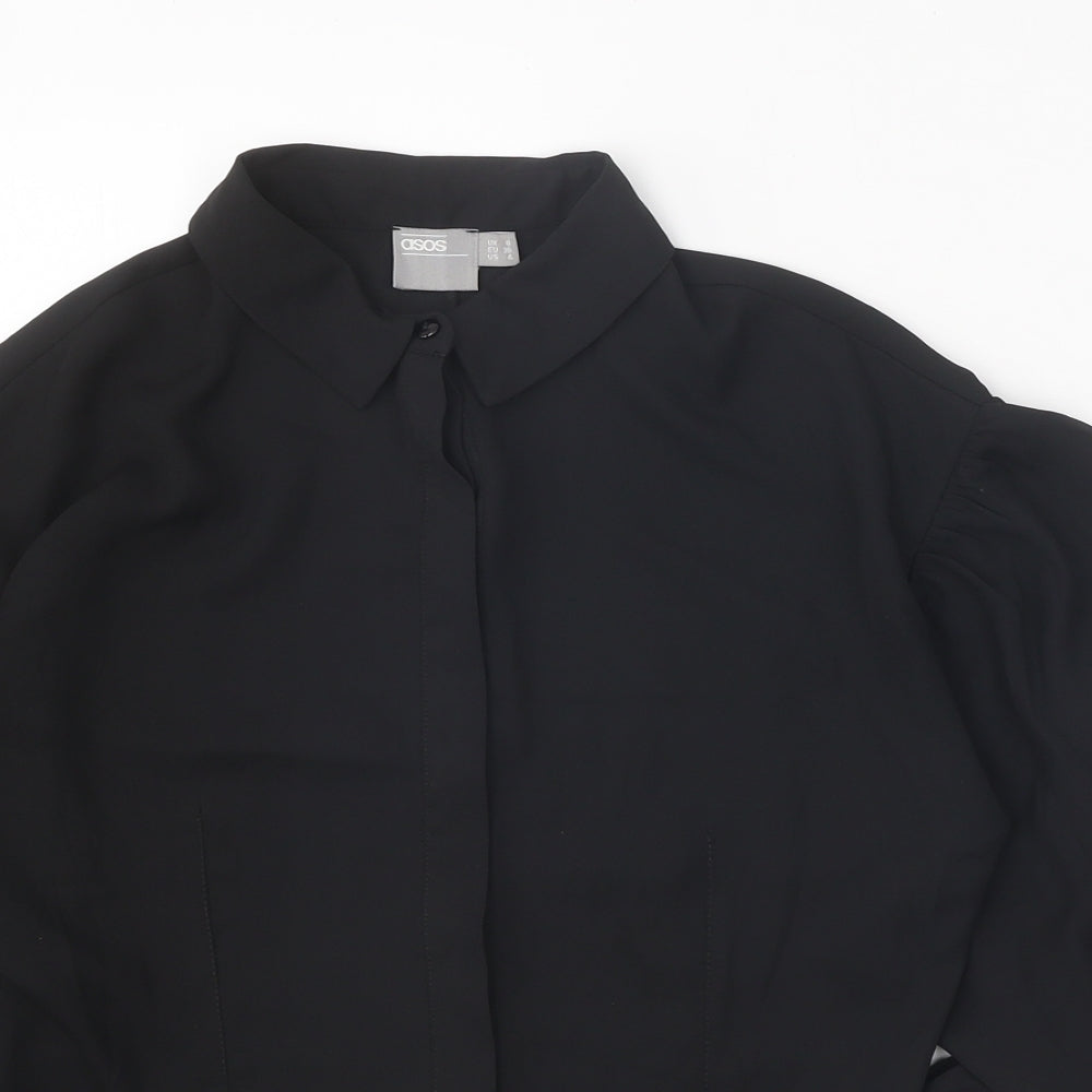 Womens UK Size 8 ASOS Black Basic Button-Up