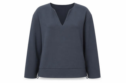 NEXT Womens Grey Polyester Basic Blouse Size 6 V-Neck - Sleeve Tie Detail