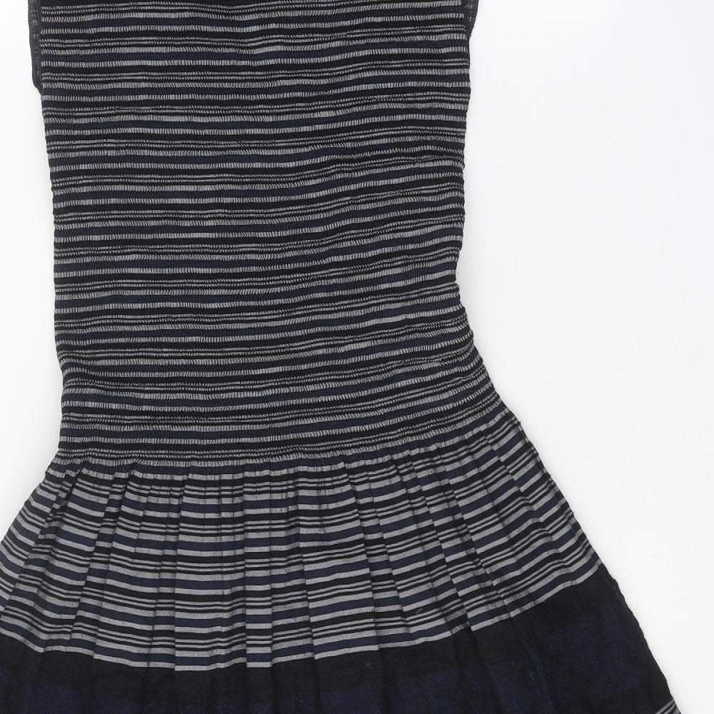 Max Edition Womens Black Geometric Rayon Fit & Flare Size S V-Neck Pullover