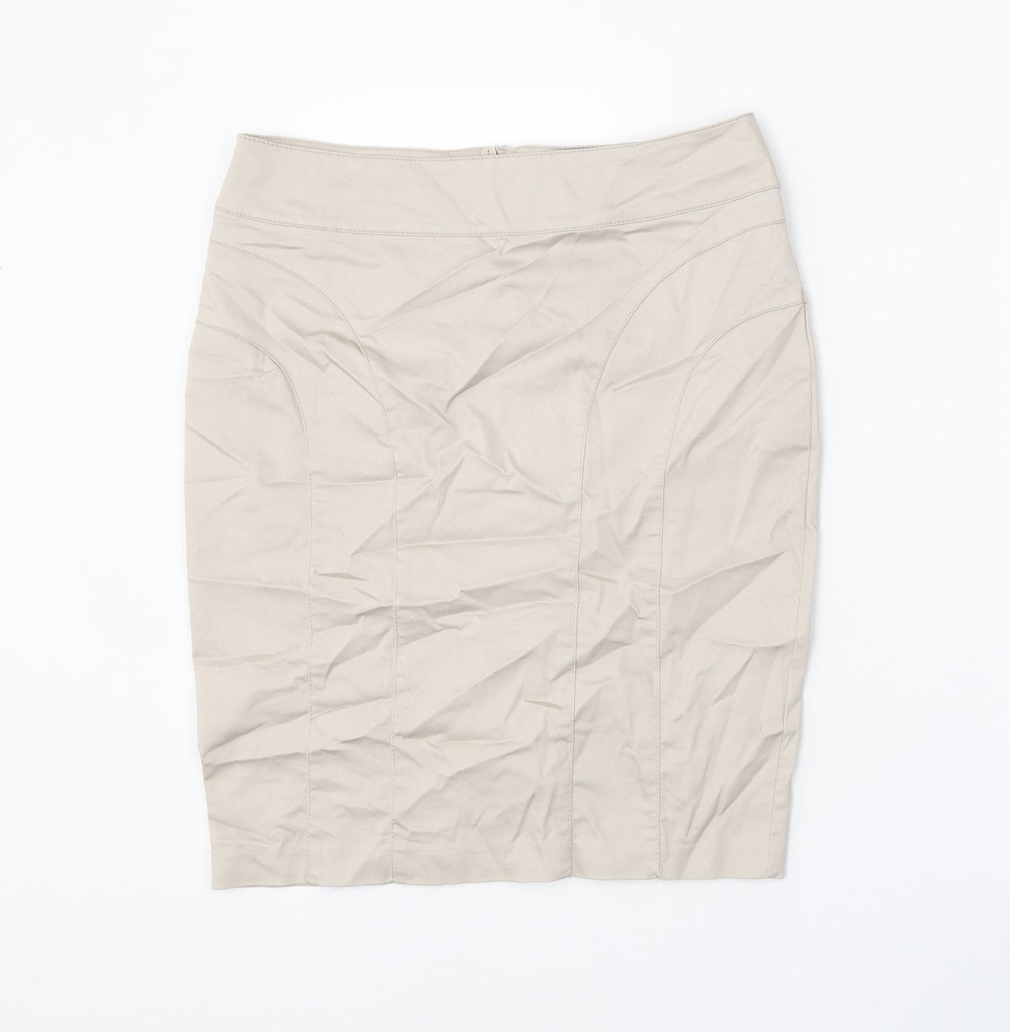 H&M Womens Gold Cotton Straight & Pencil Skirt Size 12 Zip