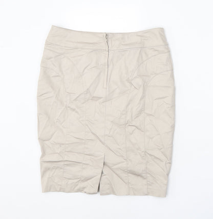 H&M Womens Gold Cotton Straight & Pencil Skirt Size 12 Zip