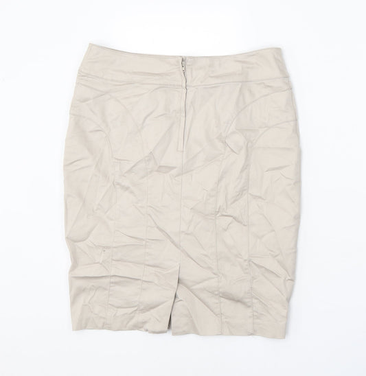 H&M Womens Gold Cotton Straight & Pencil Skirt Size 12 Zip