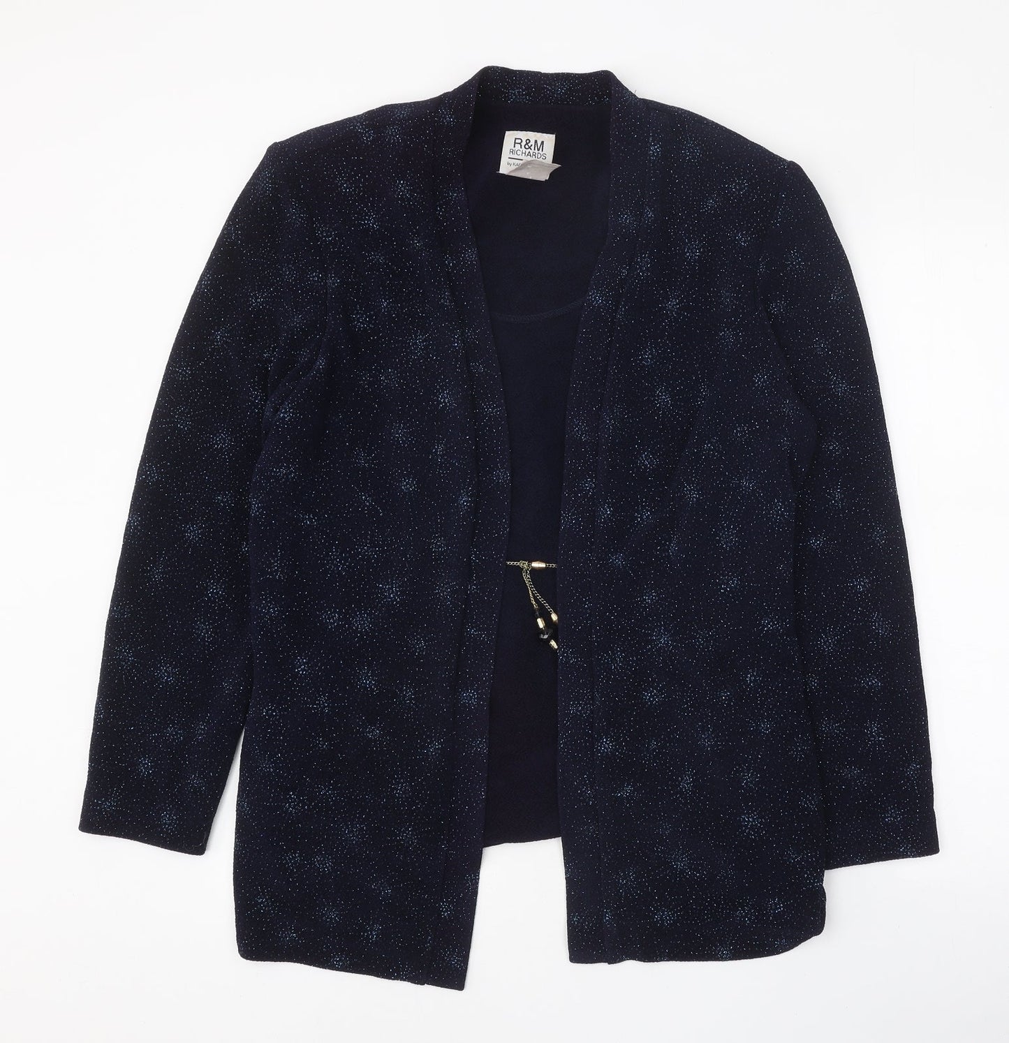 Karen Kwong Womens Blue Geometric Jacket Size 14 Tie