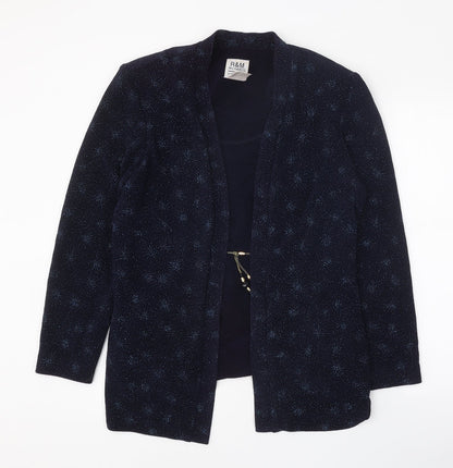 Karen Kwong Womens Blue Geometric Jacket Size 14 Tie
