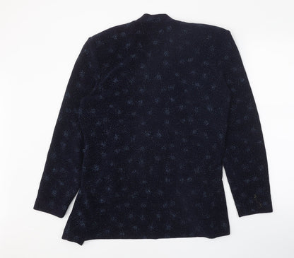 Karen Kwong Womens Blue Geometric Jacket Size 14 Tie