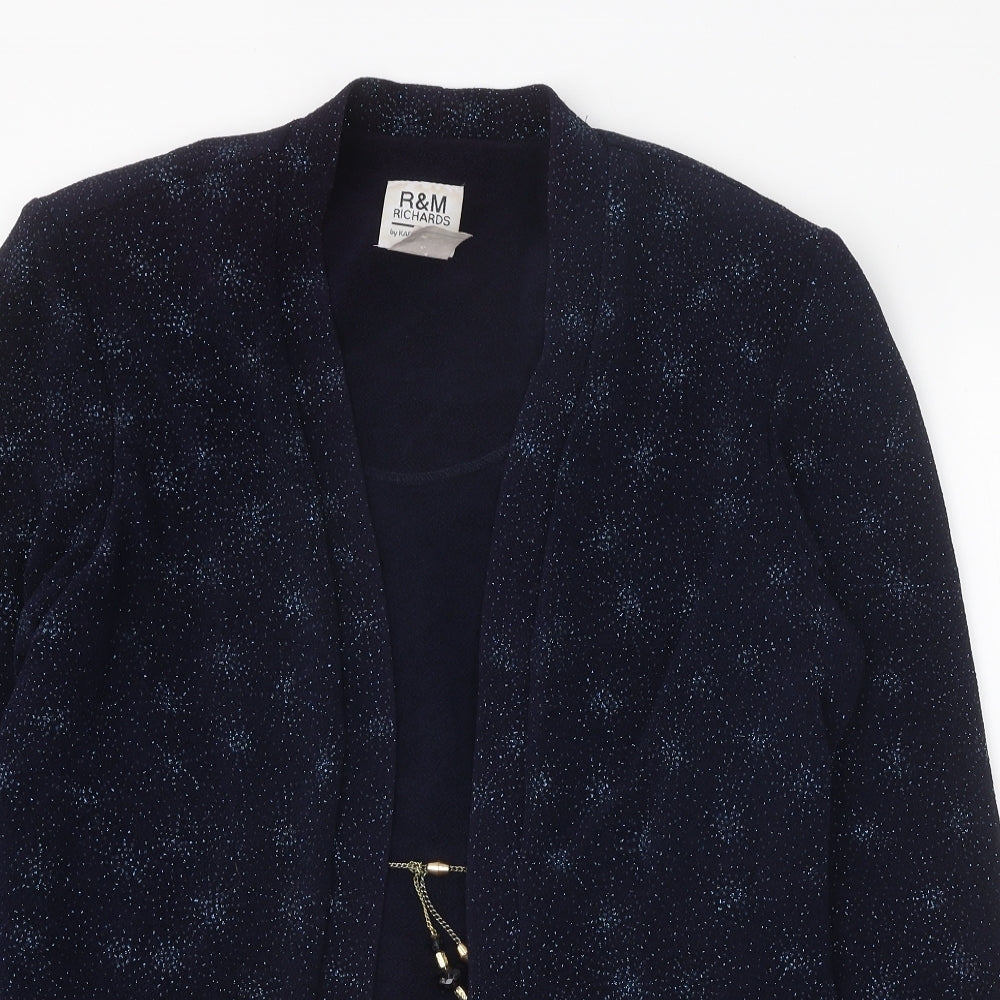 Karen Kwong Womens Blue Geometric Jacket Size 14 Tie