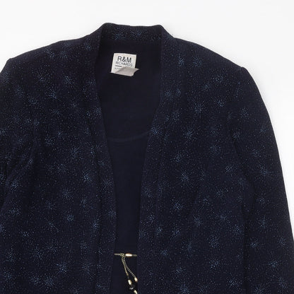 Karen Kwong Womens Blue Geometric Jacket Size 14 Tie
