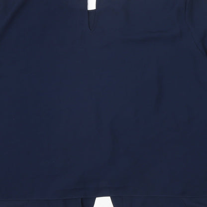 Basic Model Womens Blue Polyester Basic Blouse Size XL Round Neck
