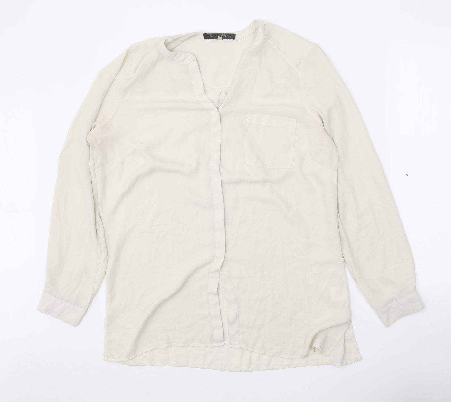 Womens UK Size L Rose & Olive White Basic Button-Up
