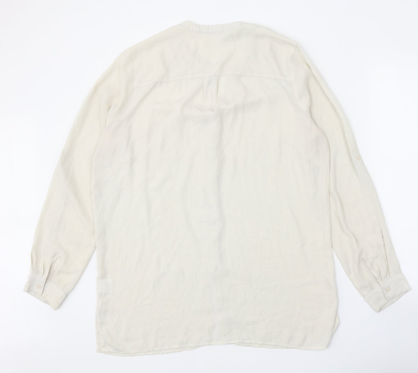 Womens UK Size L Rose & Olive White Basic Button-Up