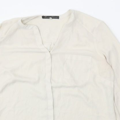 Womens UK Size L Rose & Olive White Basic Button-Up