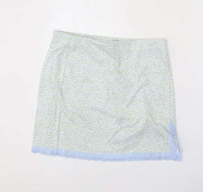 Divided Womens Multicoloured Geometric Polyester A-Line Skirt Size M - Lace Detail