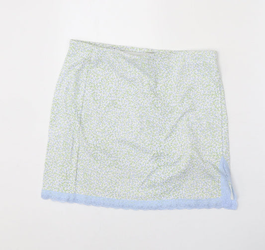 Divided Womens Multicoloured Geometric Polyester A-Line Skirt Size M - Lace Detail