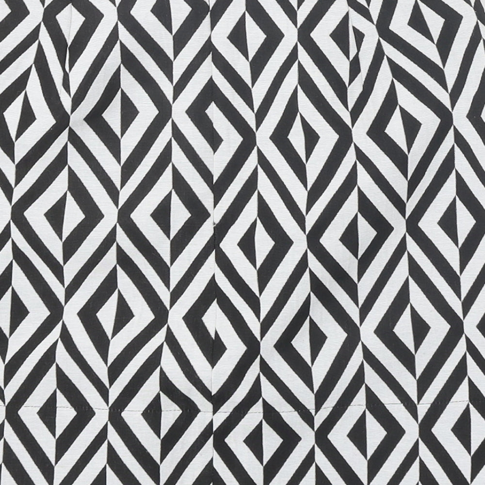 New Look Womens Black Geometric Polyester A-Line Skirt Size 6 Zip