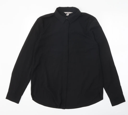 Womens UK Size 8 H&M Black Basic Button-Up