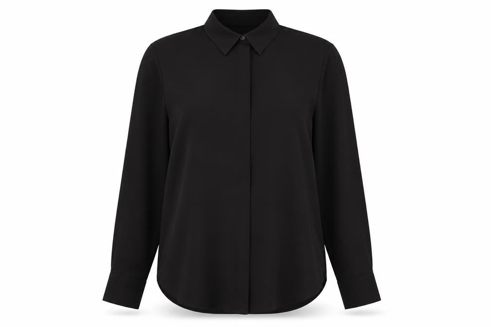 Womens UK Size 8 H&M Black Basic Button-Up