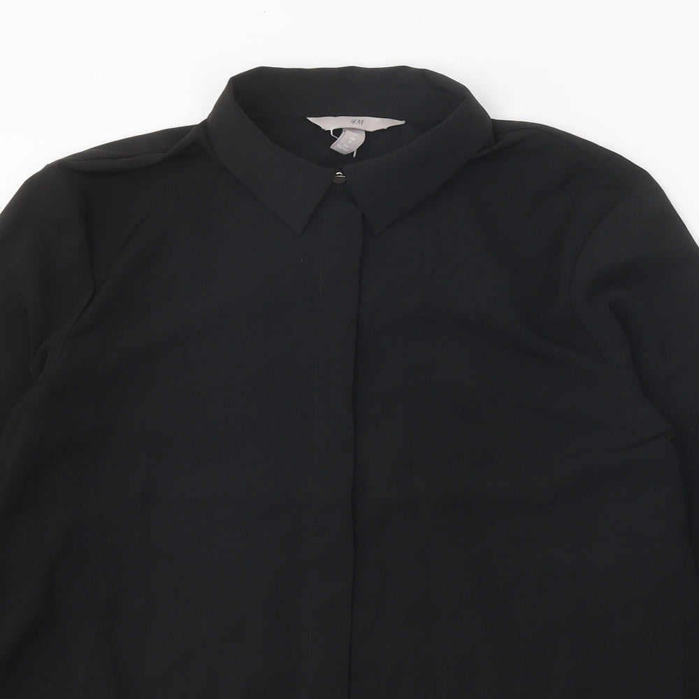 Womens UK Size 8 H&M Black Basic Button-Up