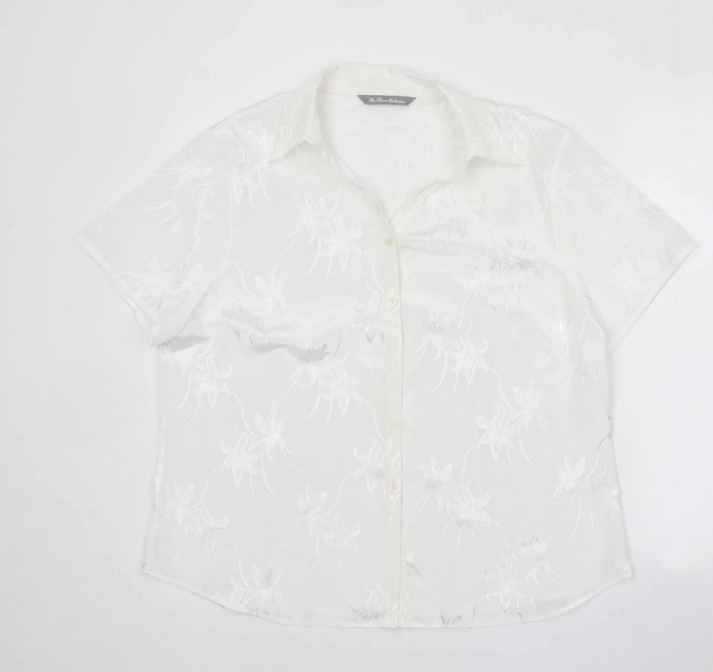 Womens UK Size 18 The Pearl Collection White Basic Button-Up