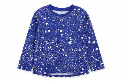 Studio Girls Blue Geometric Cotton Basic T-Shirt Size 3-4 Years Round Neck Pullover