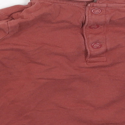 TU Girls Red Cotton Basic T-Shirt Size 6-9 Months Round Neck Snap