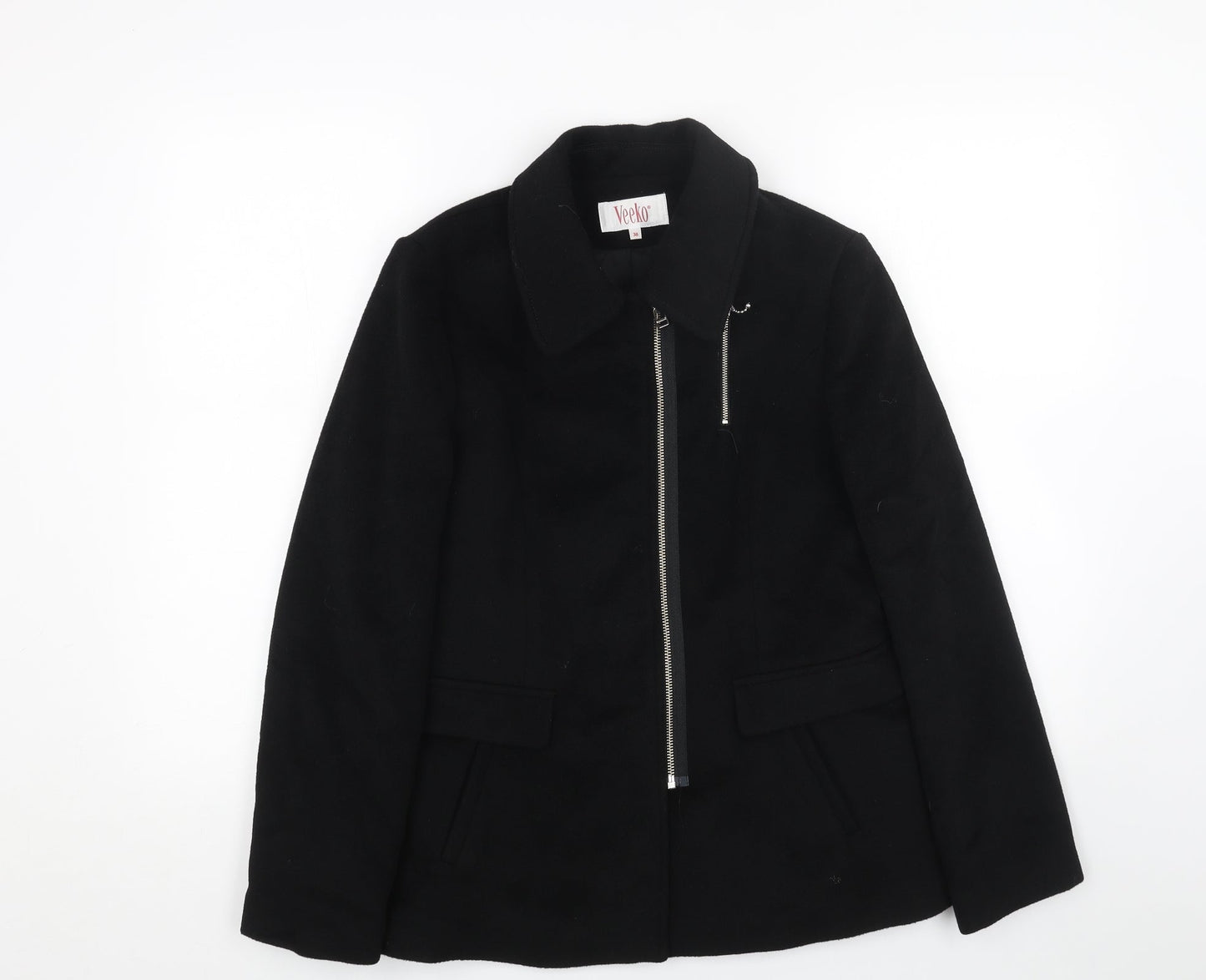 VEEKO Womens Black Pea Coat Coat Size 10 Zip