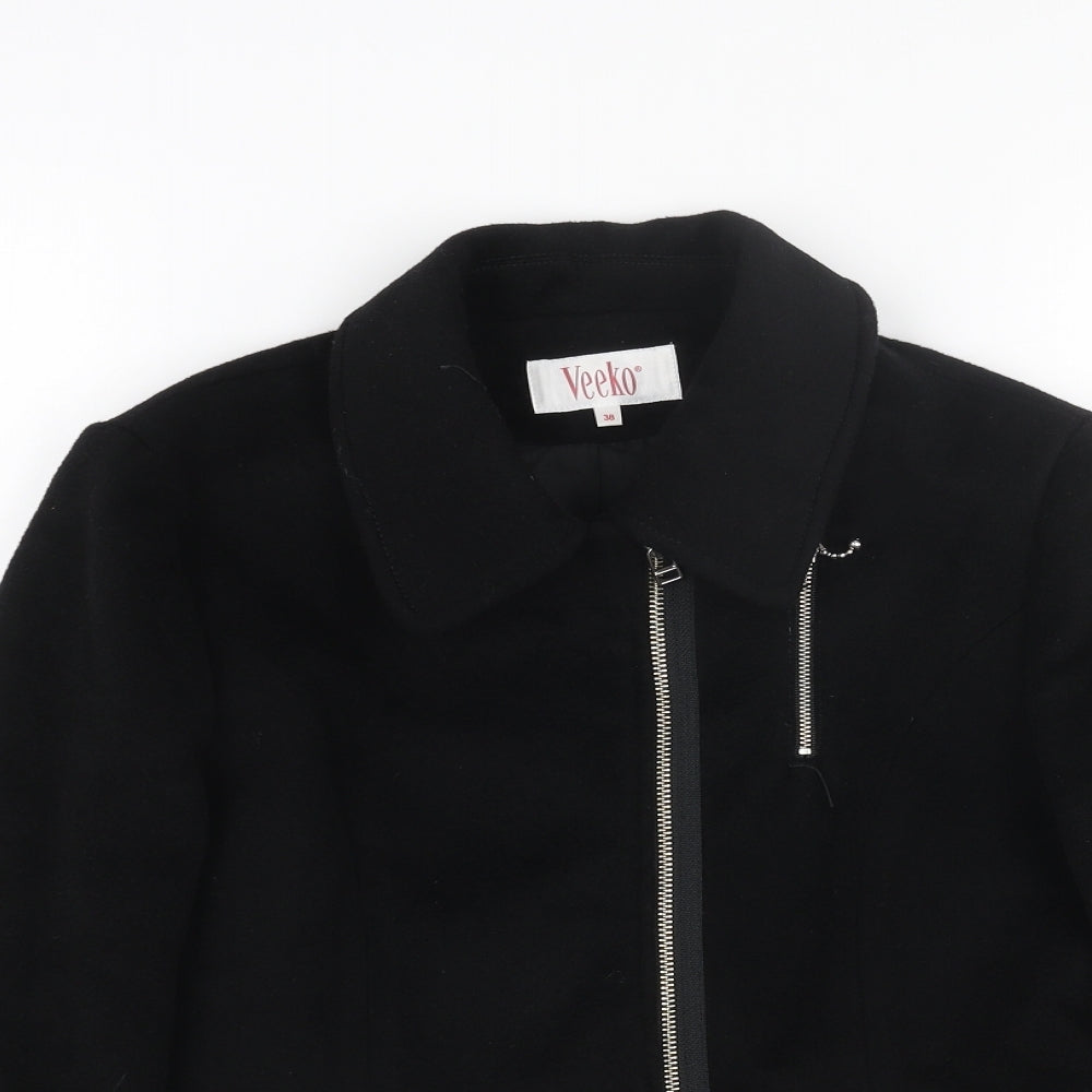 VEEKO Womens Black Pea Coat Coat Size 10 Zip