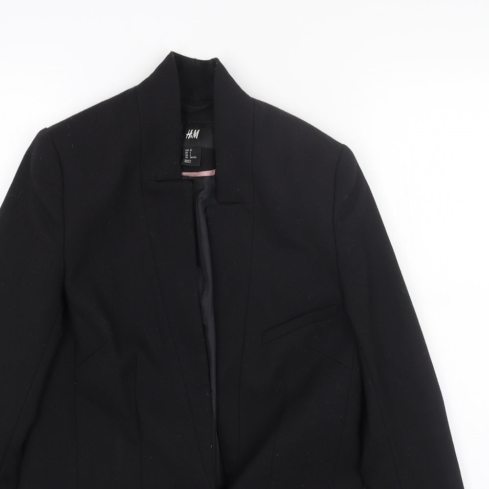 Womens UK Size 4 H&M Black Overcoat