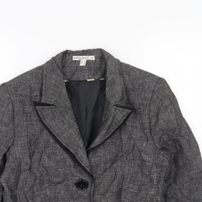 BANDOLERA Womens Grey Jacket Blazer Size 16 Button