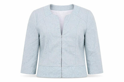 HELENA SORELL Womens Blue Jacket Blazer Size 10 Hook & Eye