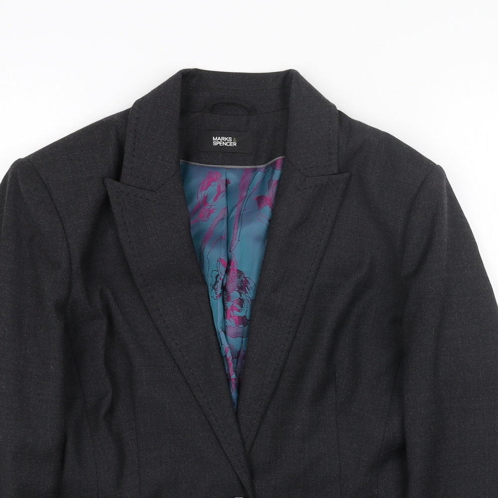 Marks and Spencer Womens Grey Wool Jacket Suit Jacket Size 10