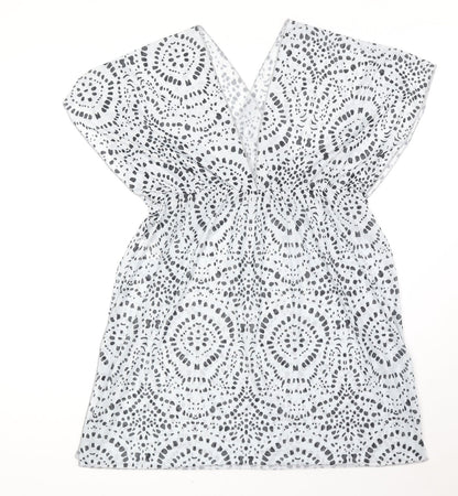 Shien Womens White Geometric Polyester Cover Up Size XL