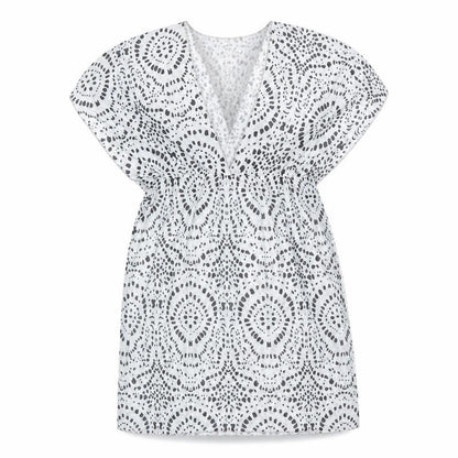 Shien Womens White Geometric Polyester Cover Up Size XL