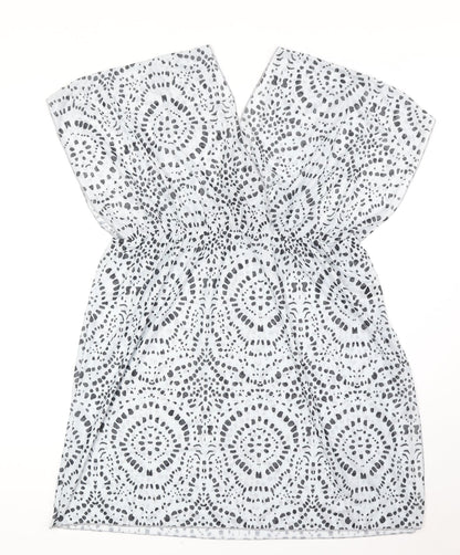 Shien Womens White Geometric Polyester Cover Up Size XL