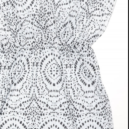 Shien Womens White Geometric Polyester Cover Up Size XL