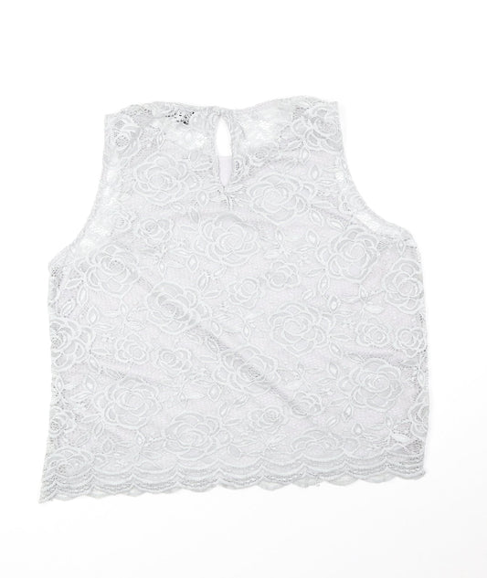 Womens UK Size 8 New Look Grey Basic Tank