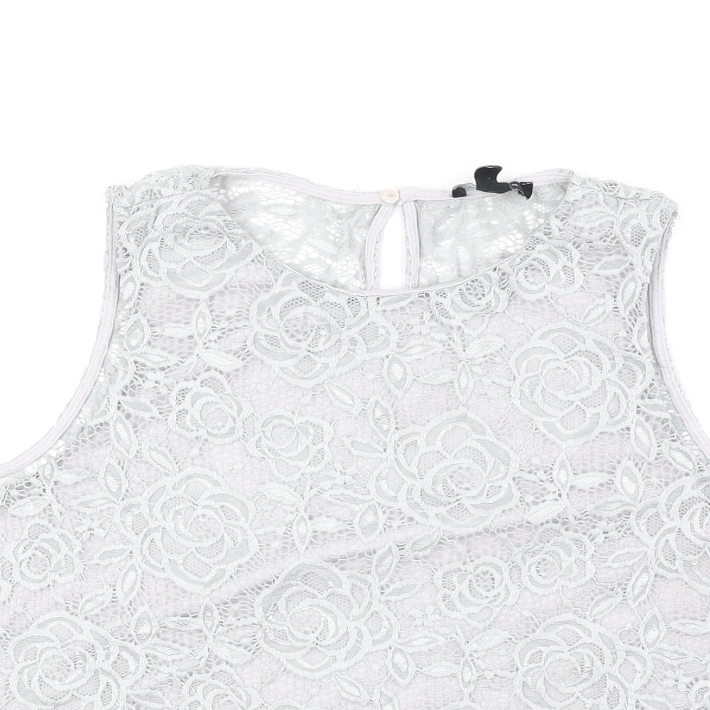 Womens UK Size 8 New Look Grey Basic Tank