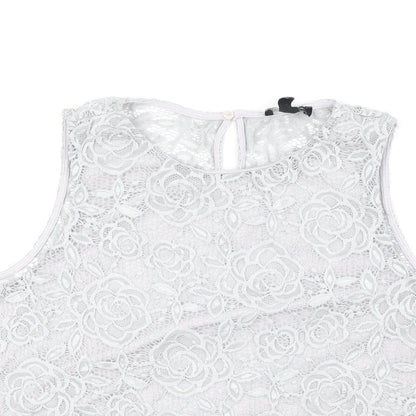 Womens UK Size 8 New Look Grey Basic Tank