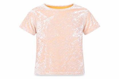 Marks and Spencer Girls Orange Polyester Basic T-Shirt Size 9-10 Years Round Neck Pullover