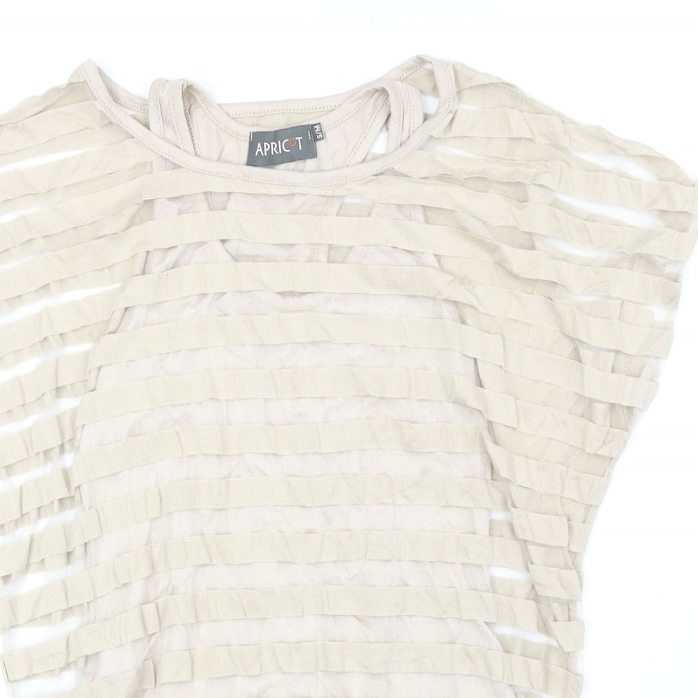 Womens UK Size S Apricot Beige Basic Blouse
